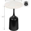 JONATHAN Y END4002B Pip 20.25″ Classic Designer Metal Drink Table and Decorative End Table with White Marble Round Top and Bell Pedestal Base for Living Room, Bedroom, Office, Bathroom, Antique Gold(Antique Black)