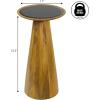 JONATHAN Y END4004C Linden 21.5″ Farmhouse Industrial Mango Wood Drink Table and Decorative End Table with Round Black Glass Top and Cone Pedestal Base for Living Room, Bedroom, Office, Ash(Natural)