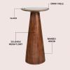 JONATHAN Y END4004C Linden 21.5″ Farmhouse Industrial Mango Wood Drink Table and Decorative End Table with Round Black Glass Top and Cone Pedestal Base for Living Room, Bedroom, Office, Ash(Walnut)