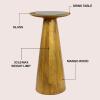 JONATHAN Y END4004C Linden 21.5″ Farmhouse Industrial Mango Wood Drink Table and Decorative End Table with Round Black Glass Top and Cone Pedestal Base for Living Room, Bedroom, Office, Ash(Natural)