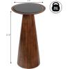 JONATHAN Y END4004C Linden 21.5″ Farmhouse Industrial Mango Wood Drink Table and Decorative End Table with Round Black Glass Top and Cone Pedestal Base for Living Room, Bedroom, Office, Ash(Walnut)