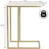 JONATHAN Y END4005A Caius 24.25″ Designer Industrial Metal C-Shaped End Table and Side Couch Table with White Marble Top for Living Room, Bedroom, Office, Bathroom, Black(White/Gold)