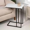 JONATHAN Y END4005A Caius 24.25″ Designer Industrial Metal C-Shaped End Table and Side Couch Table with White Marble Top for Living Room, Bedroom, Office, Bathroom, Black(White/Black)