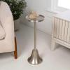 JONATHAN Y END4007A Irida 24″ Art Deco Designer Pedestal Drink Table and Decorative End Table with Hammered Round Top and Bell Base for Living Room, Bedroom, Office, Bathroom, Antique Gold(Antique Nickel)