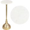 JONATHAN Y END4001C Ava 23.75″ Art Deco Contemporary Metal Pedestal Drink Table and Decorative End Table with White Marble Round Top and Hammered Base for Living Room, Bedroom, Office, Black(Gold)