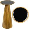 JONATHAN Y END4004C Linden 21.5″ Farmhouse Industrial Mango Wood Drink Table and Decorative End Table with Round Black Glass Top and Cone Pedestal Base for Living Room, Bedroom, Office, Ash(Natural)