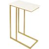 JONATHAN Y END4005A Caius 24.25″ Designer Industrial Metal C-Shaped End Table and Side Couch Table with White Marble Top for Living Room, Bedroom, Office, Bathroom, Black(White/Gold)