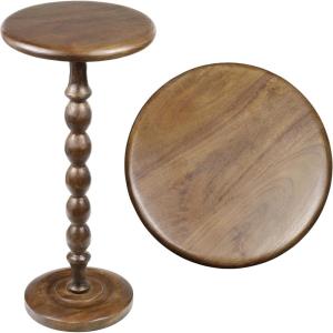 JONATHAN Y END3007B Augustus 24.5″ Cottage Classic Spindle Wood Pedestal Round Drink Table and Decorative End Table for Living Room, Bedroom, Office, Bathroom, Dark Brown(Dark Brown)