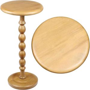 JONATHAN Y END3007B Augustus 24.5″ Cottage Classic Spindle Wood Pedestal Round Drink Table and Decorative End Table for Living Room, Bedroom, Office, Bathroom, Dark Brown(Natural)