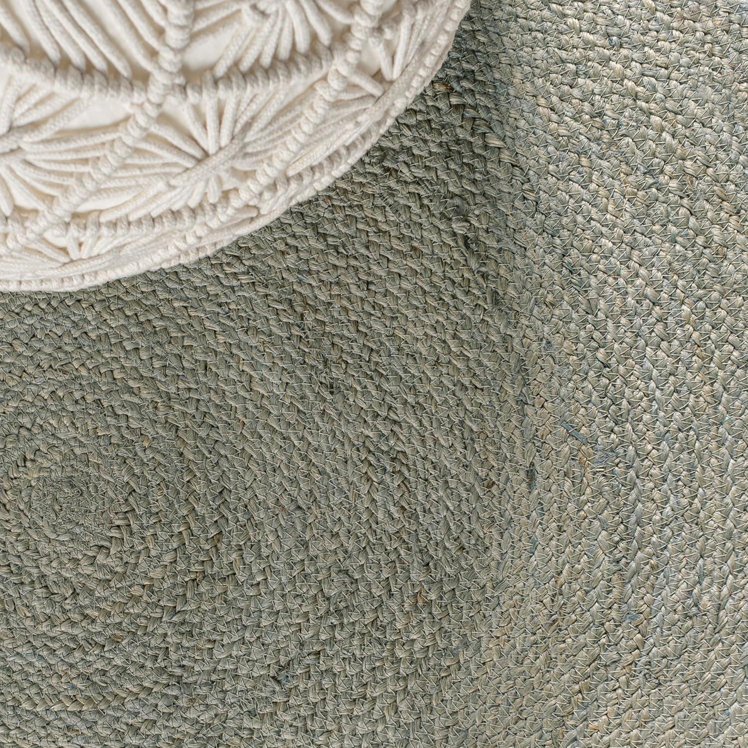 imageJONATHAN Y Zara Braided Jute Blue 5 Round Indoor Area Rug Casual Classic Coastal Cottage EasyCleaning for Living Room Bedroom Kitchen Pet Friendly NonShedding RNF116C5RGrey