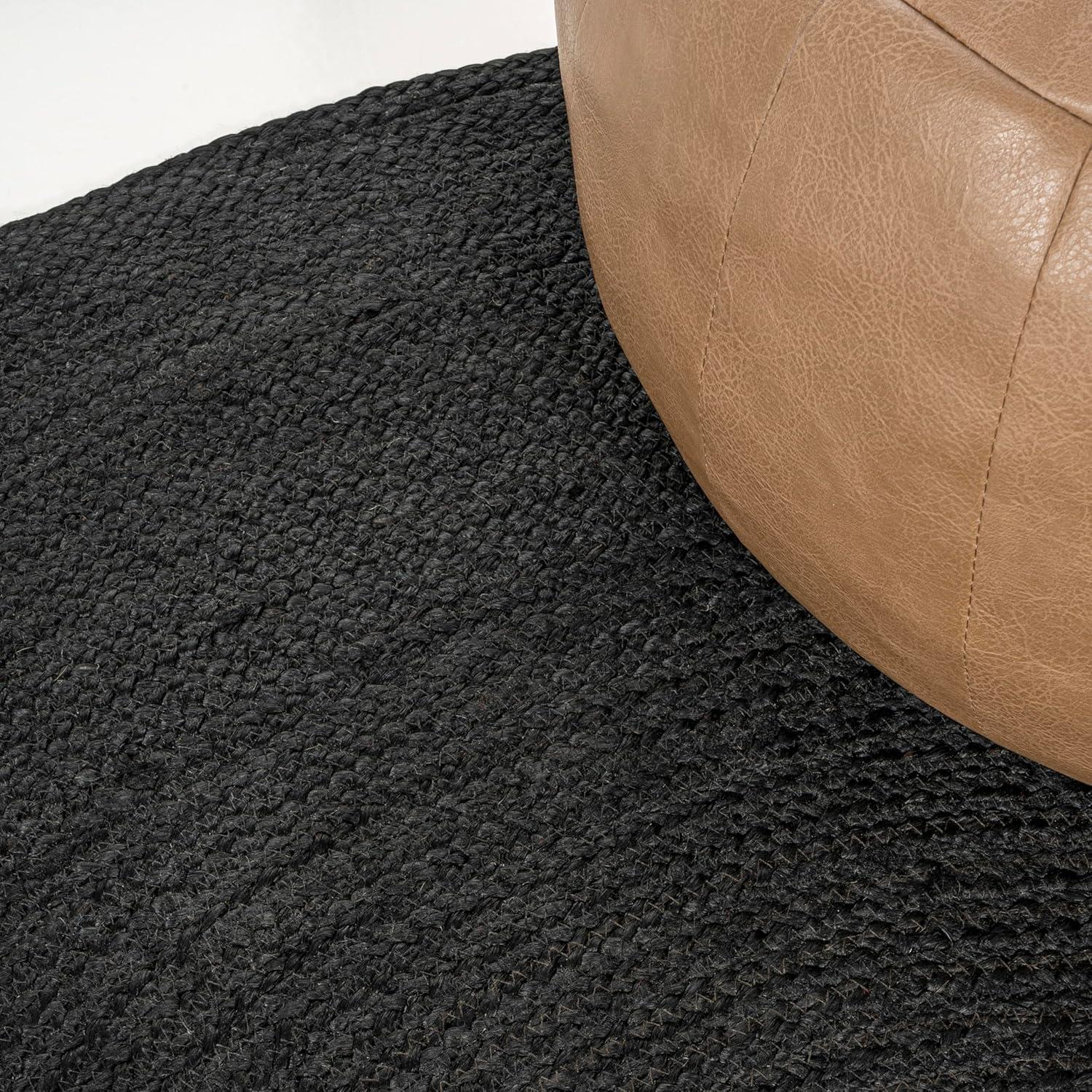 imageJONATHAN Y Zara Braided Jute Blue 5 Round Indoor Area Rug Casual Classic Coastal Cottage EasyCleaning for Living Room Bedroom Kitchen Pet Friendly NonShedding RNF116C5RBlack