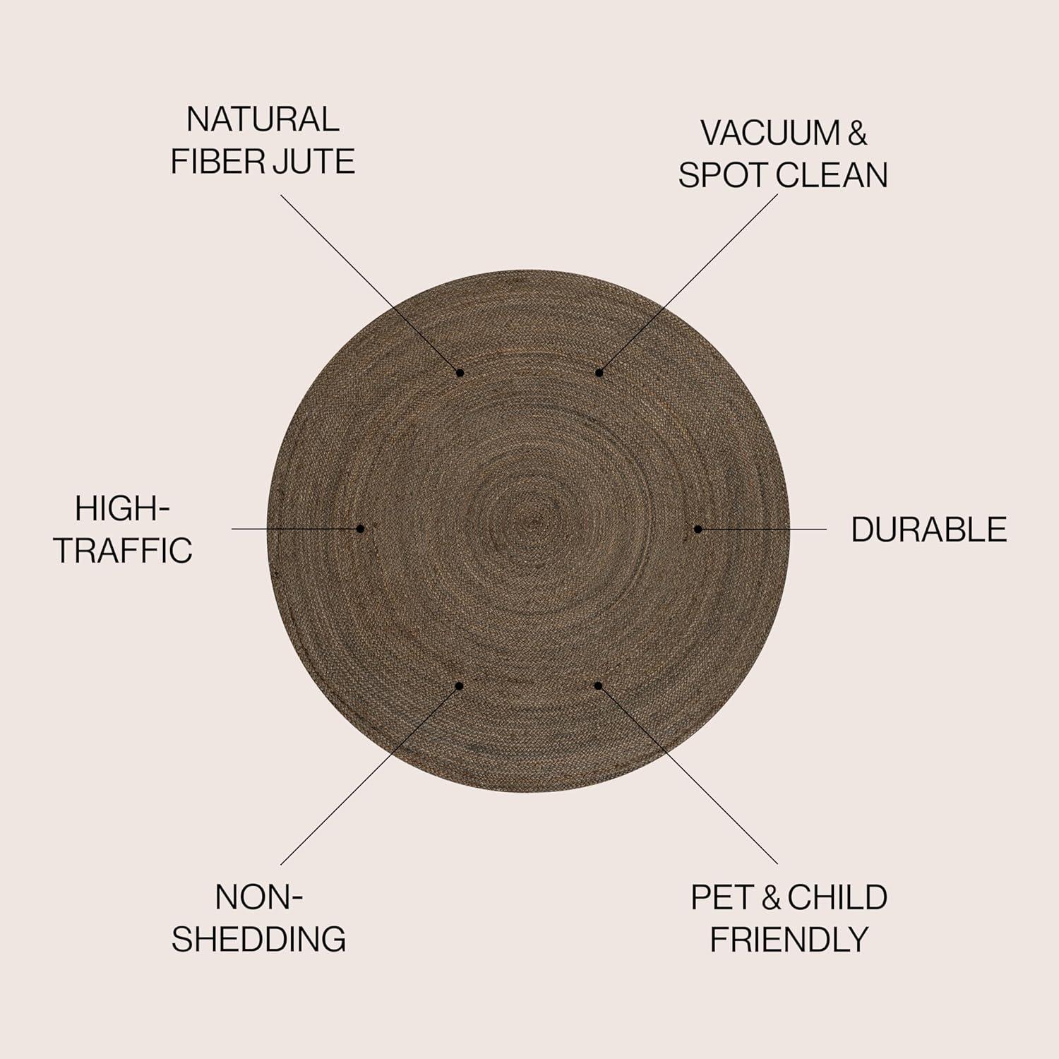 imageJONATHAN Y Zara Braided Jute Blue 5 Round Indoor Area Rug Casual Classic Coastal Cottage EasyCleaning for Living Room Bedroom Kitchen Pet Friendly NonShedding RNF116C5RBrown