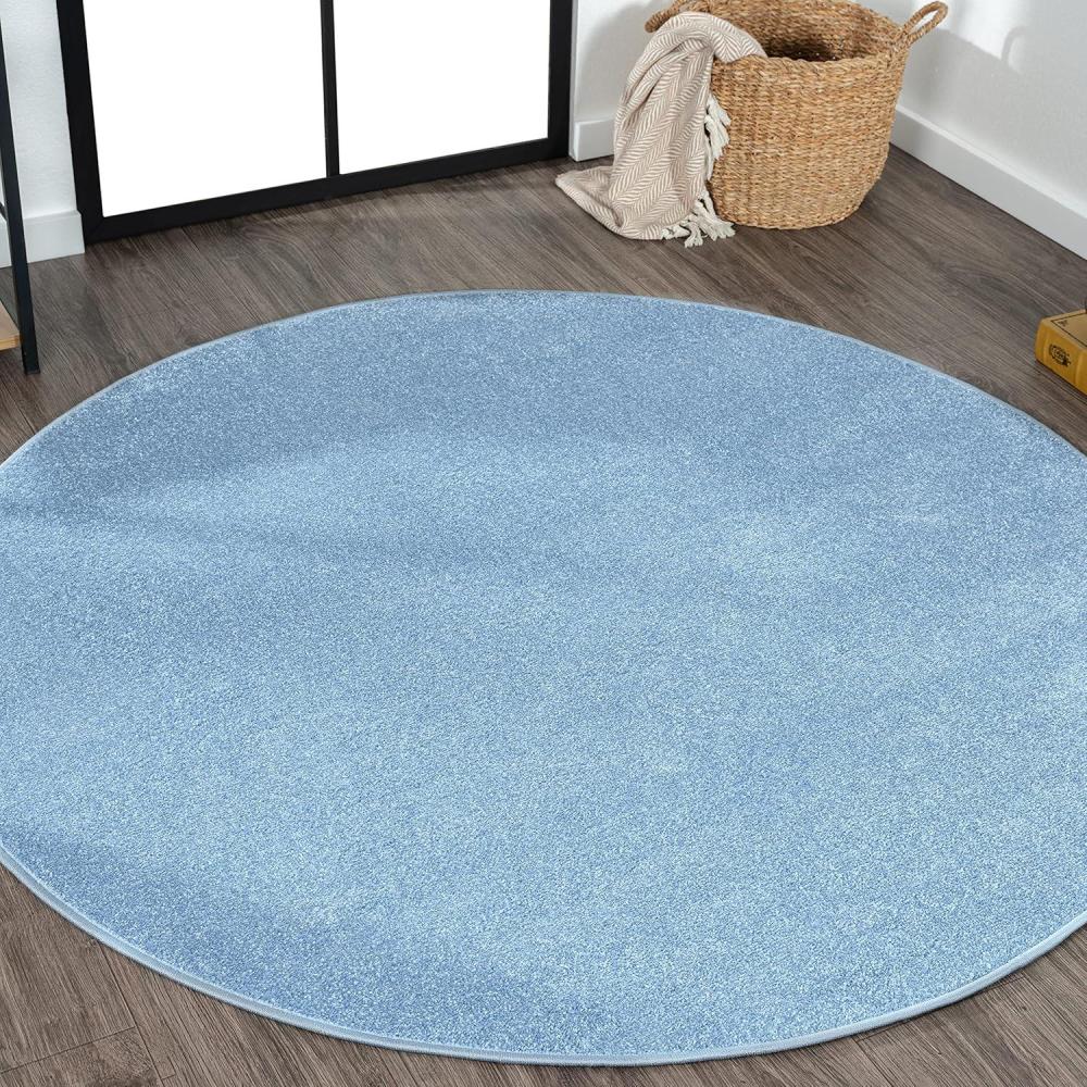 imageJONATHAN Y Haze Solid LowPile Classic Blue 5 Round Indoor Area Rug CoastalBohemianMinimalistClassic EasyCleaning for Living RoomBedroomKitchenPet FriendlyNonShedding SEU100F5R