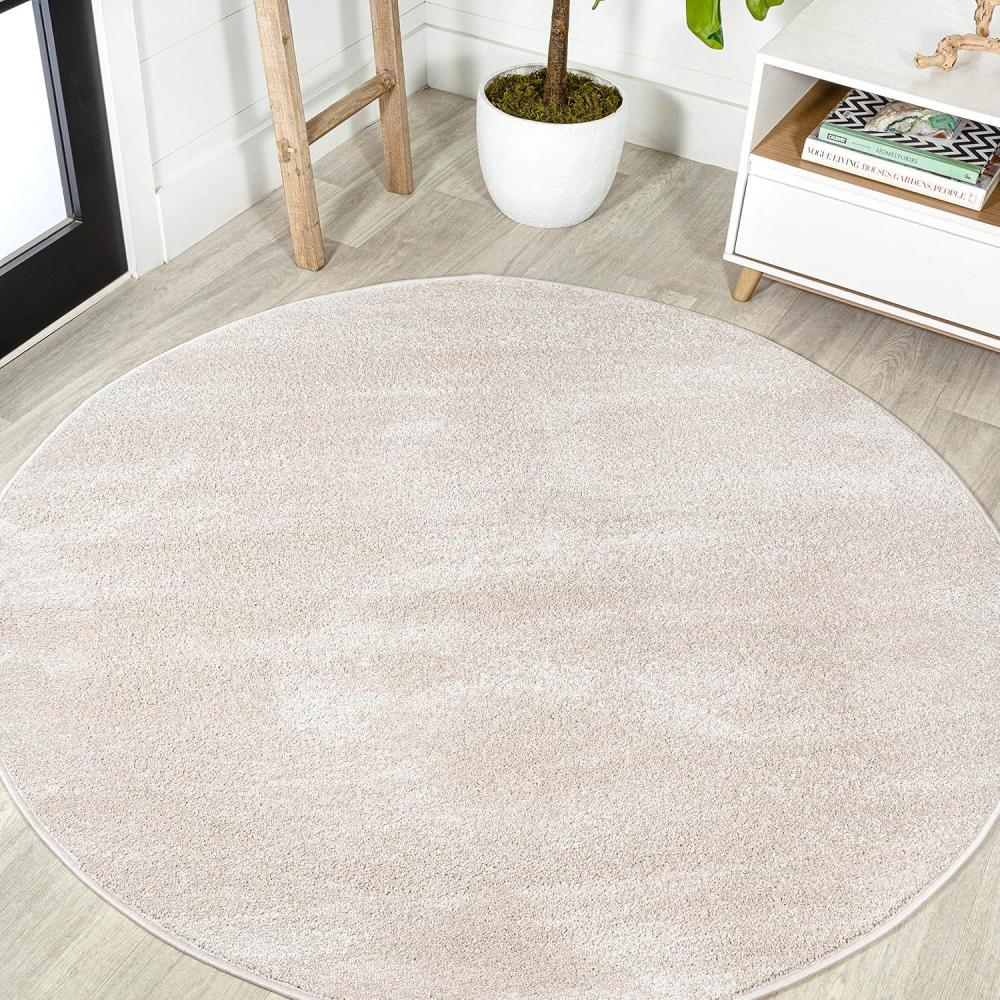 imageJONATHAN Y Haze Solid LowPile Ivory 5 Round Indoor Area Rug CoastalBohemianMinimalistClassic EasyCleaning for Living RoomBedroomKitchenPet FriendlyNonShedding SEU100D5R