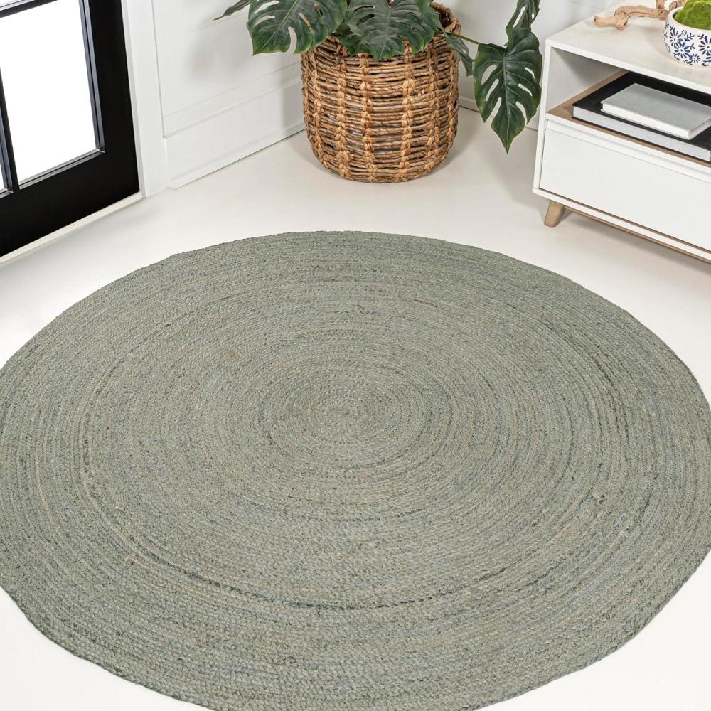 imageJONATHAN Y Zara Braided Jute Blue 5 Round Indoor Area Rug Casual Classic Coastal Cottage EasyCleaning for Living Room Bedroom Kitchen Pet Friendly NonShedding RNF116C5RGrey