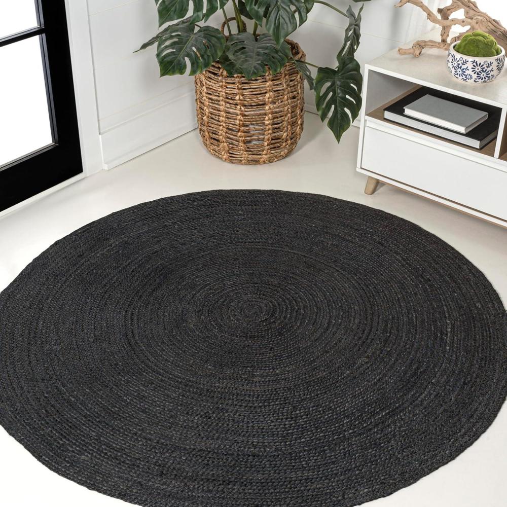 imageJONATHAN Y Zara Braided Jute Blue 5 Round Indoor Area Rug Casual Classic Coastal Cottage EasyCleaning for Living Room Bedroom Kitchen Pet Friendly NonShedding RNF116C5RBlack