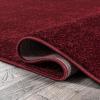 JONATHAN Y Haze Solid Low-Pile Dark Red 5′ Round Indoor Area Rug, Coastal,Bohemian,Minimalist,Classic, Easy-Cleaning for Living Room,Bedroom,Kitchen,Pet Friendly,Non-Shedding (SEU100Q-5R)