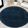 JONATHAN Y Haze Solid Low-Pile Navy 5′ Round Indoor Area Rug, Coastal,Bohemian,Minimalist,Classic, Easy-Cleaning for Living Room,Bedroom,Kitchen,Pet Friendly,Non-Shedding (SEU100C-5R)
