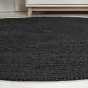 JONATHAN Y Zara Braided Jute Blue 5′ Round Indoor Area Rug, Casual, Classic, Coastal, Cottage, Easy-Cleaning for Living Room, Bedroom, Kitchen, Pet Friendly, Non-Shedding (RNF116C-5R)(Black)