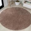 JONATHAN Y Haze Solid Low-Pile Brown 5′ Round Indoor Area Rug, Coastal,Bohemian,Minimalist,Classic, Easy-Cleaning for Living Room,Bedroom,Kitchen,Pet Friendly,Non-Shedding (SEU100J-5R)