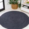 JONATHAN Y Zara Braided Jute Blue 5′ Round Indoor Area Rug, Casual, Classic, Coastal, Cottage, Easy-Cleaning for Living Room, Bedroom, Kitchen, Pet Friendly, Non-Shedding (RNF116C-5R)(Navy)