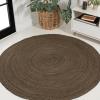 JONATHAN Y Zara Braided Jute Blue 5′ Round Indoor Area Rug, Casual, Classic, Coastal, Cottage, Easy-Cleaning for Living Room, Bedroom, Kitchen, Pet Friendly, Non-Shedding (RNF116C-5R)(Brown)