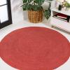 JONATHAN Y Zara Braided Jute Blue 5′ Round Indoor Area Rug, Casual, Classic, Coastal, Cottage, Easy-Cleaning for Living Room, Bedroom, Kitchen, Pet Friendly, Non-Shedding (RNF116C-5R)(Red)