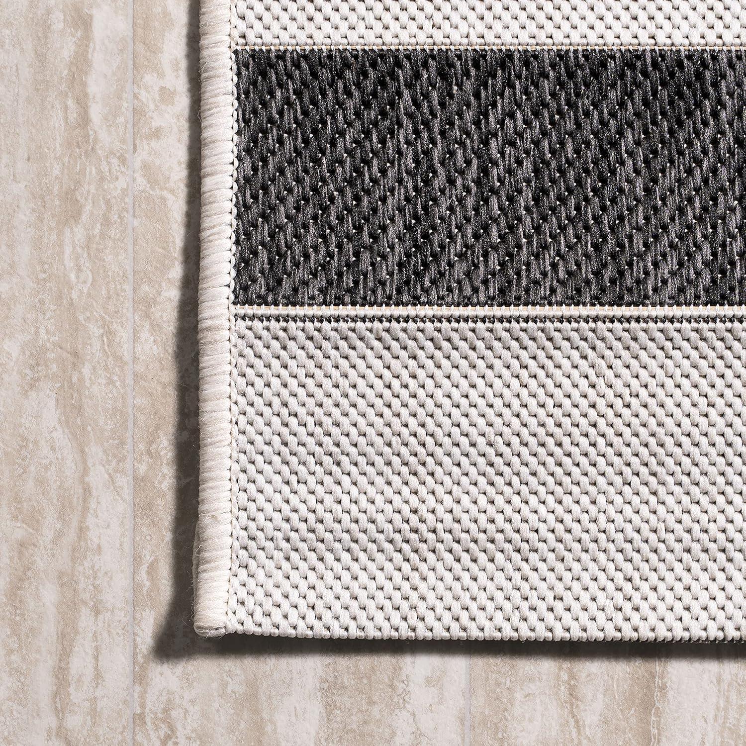 imageJONATHAN Y Wide Stripe Indoor Outdoor Area Rug 3X5 BeigeBrown Aveiro for Backyard Patio Porch EasyCleaning High Traffic PetFriendly NonShedding SMB112A3BlackCream