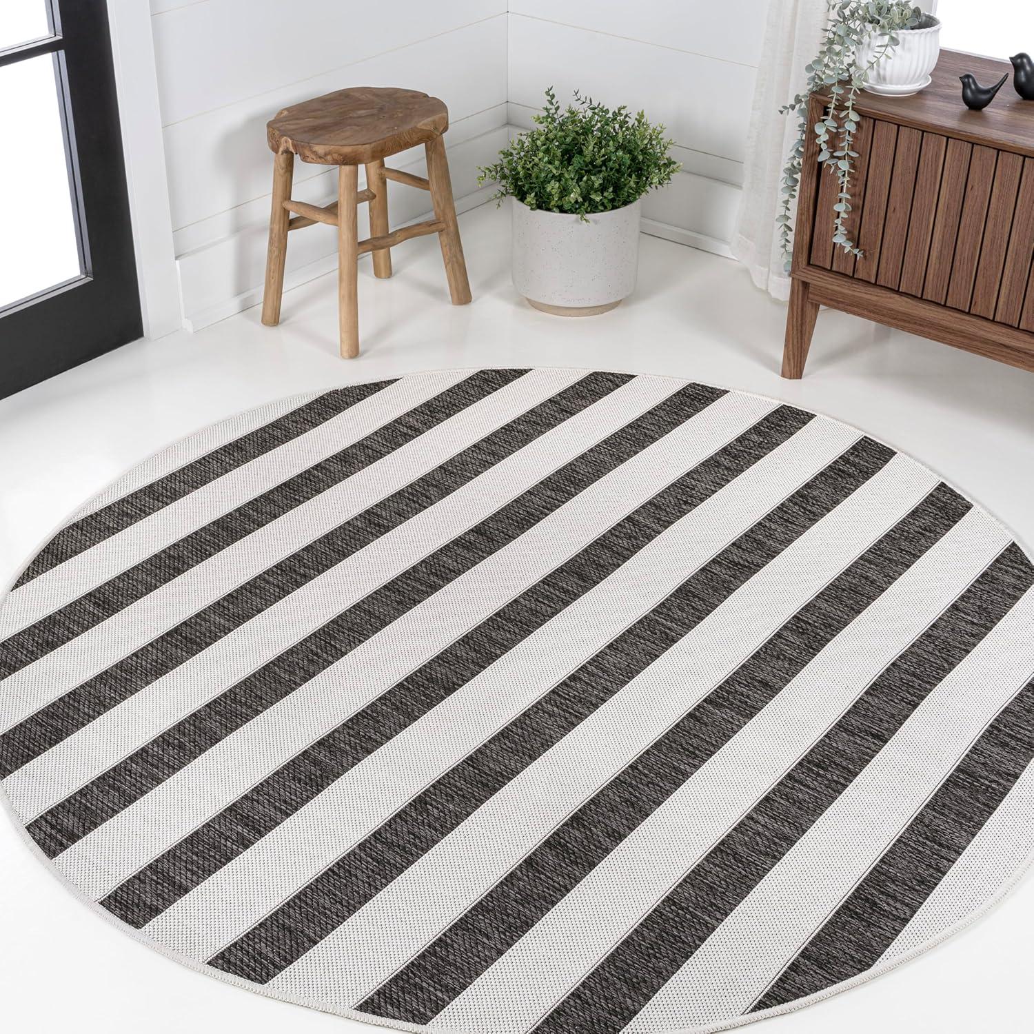 imageJONATHAN Y Wide Stripe Indoor Outdoor Area Rug 3X5 BeigeBrown Aveiro for Backyard Patio Porch EasyCleaning High Traffic PetFriendly NonShedding SMB112A3BlackCream