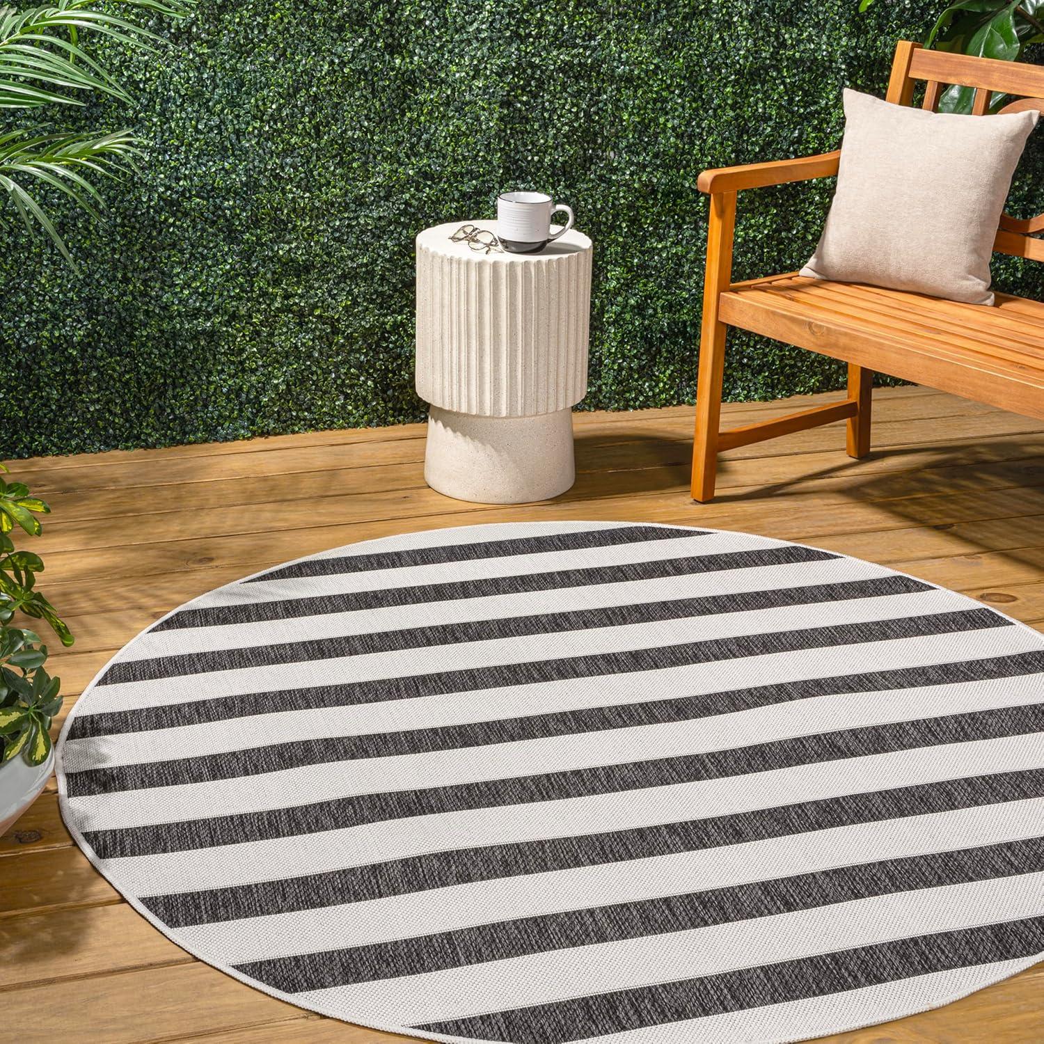 imageJONATHAN Y Wide Stripe Indoor Outdoor Area Rug 3X5 BeigeBrown Aveiro for Backyard Patio Porch EasyCleaning High Traffic PetFriendly NonShedding SMB112A3BlackCream