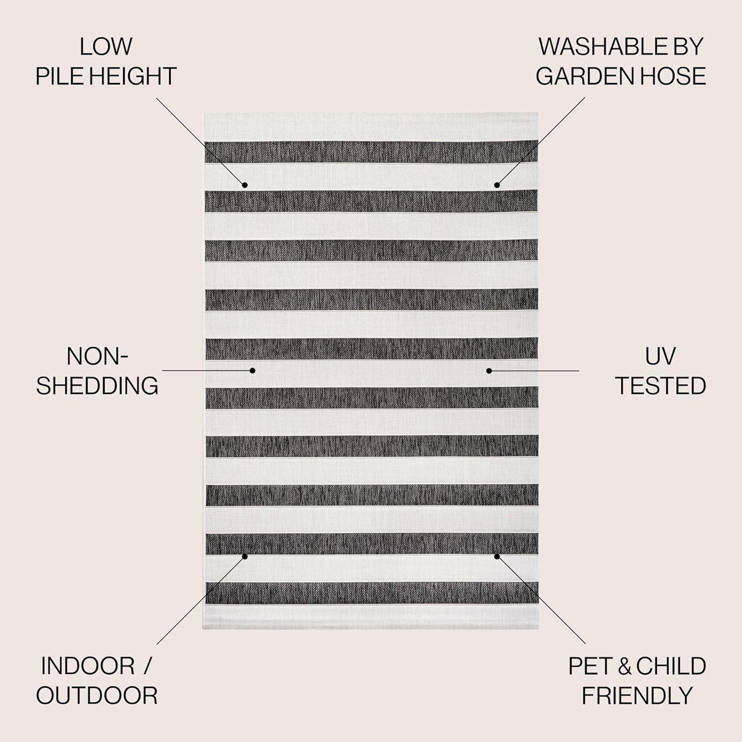 imageJONATHAN Y Wide Stripe Indoor Outdoor Area Rug 3X5 BeigeBrown Aveiro for Backyard Patio Porch EasyCleaning High Traffic PetFriendly NonShedding SMB112A3BlackCream