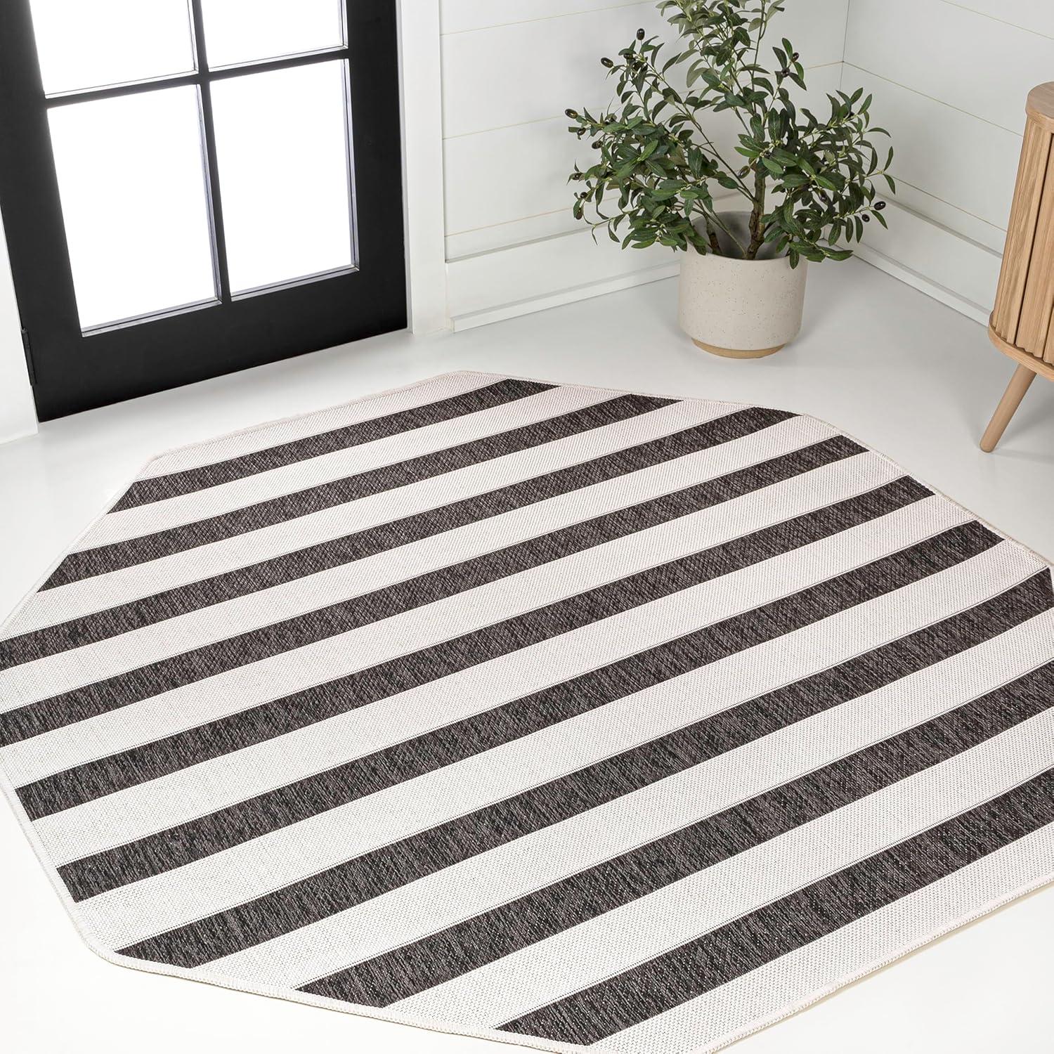 imageJONATHAN Y Wide Stripe Indoor Outdoor Area Rug 3X5 BeigeBrown Aveiro for Backyard Patio Porch EasyCleaning High Traffic PetFriendly NonShedding SMB112A3BlackCream