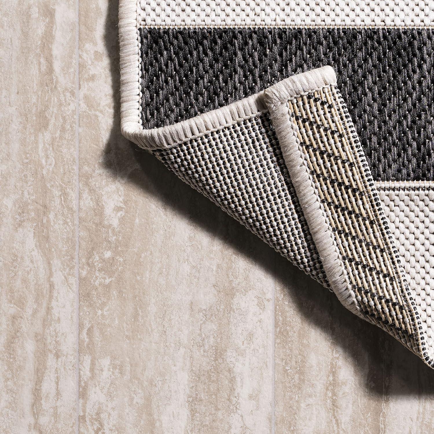 imageJONATHAN Y Wide Stripe Indoor Outdoor Area Rug 3X5 BeigeBrown Aveiro for Backyard Patio Porch EasyCleaning High Traffic PetFriendly NonShedding SMB112A3BlackCream