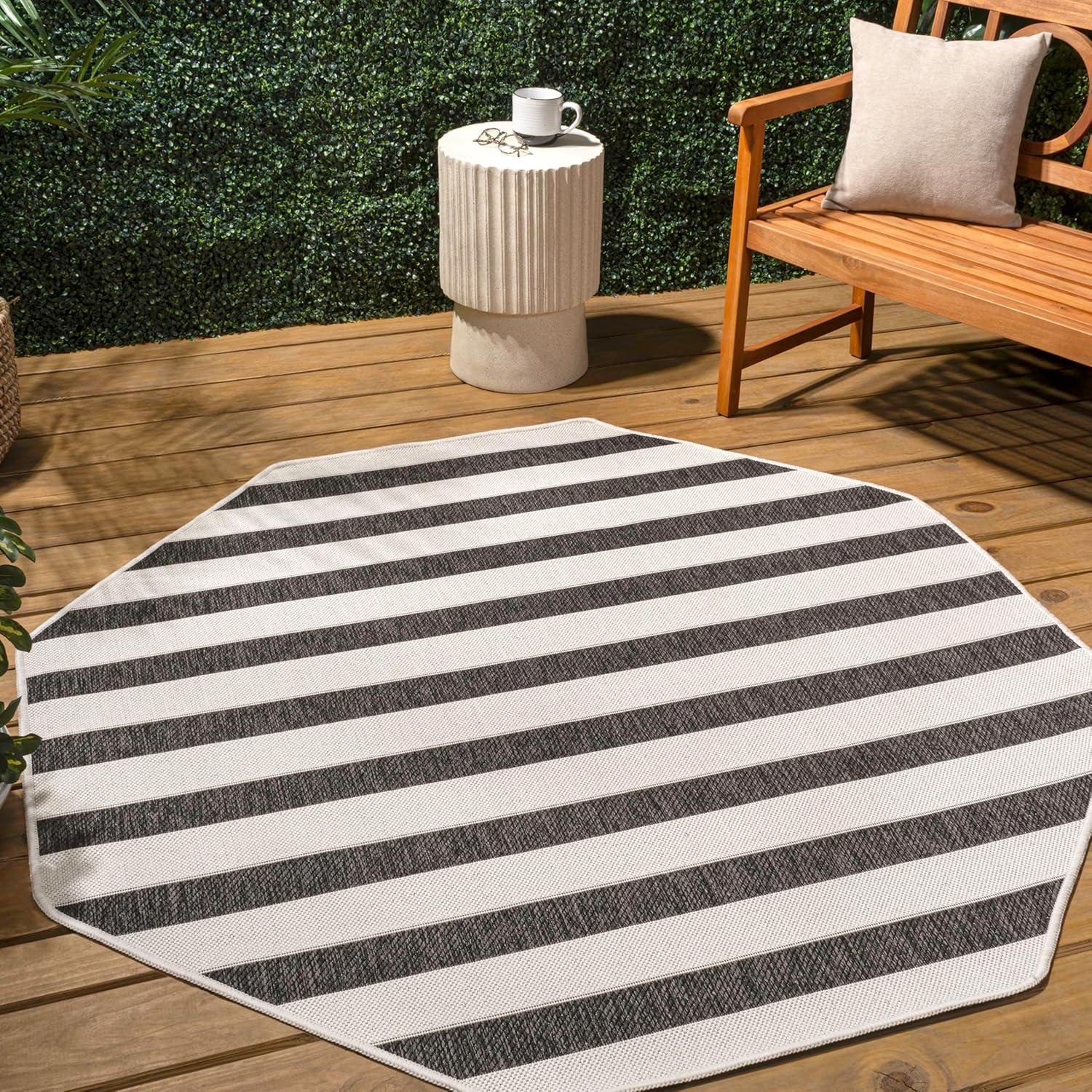 imageJONATHAN Y Wide Stripe Indoor Outdoor Area Rug 3X5 BeigeBrown Aveiro for Backyard Patio Porch EasyCleaning High Traffic PetFriendly NonShedding SMB112A3BlackCream