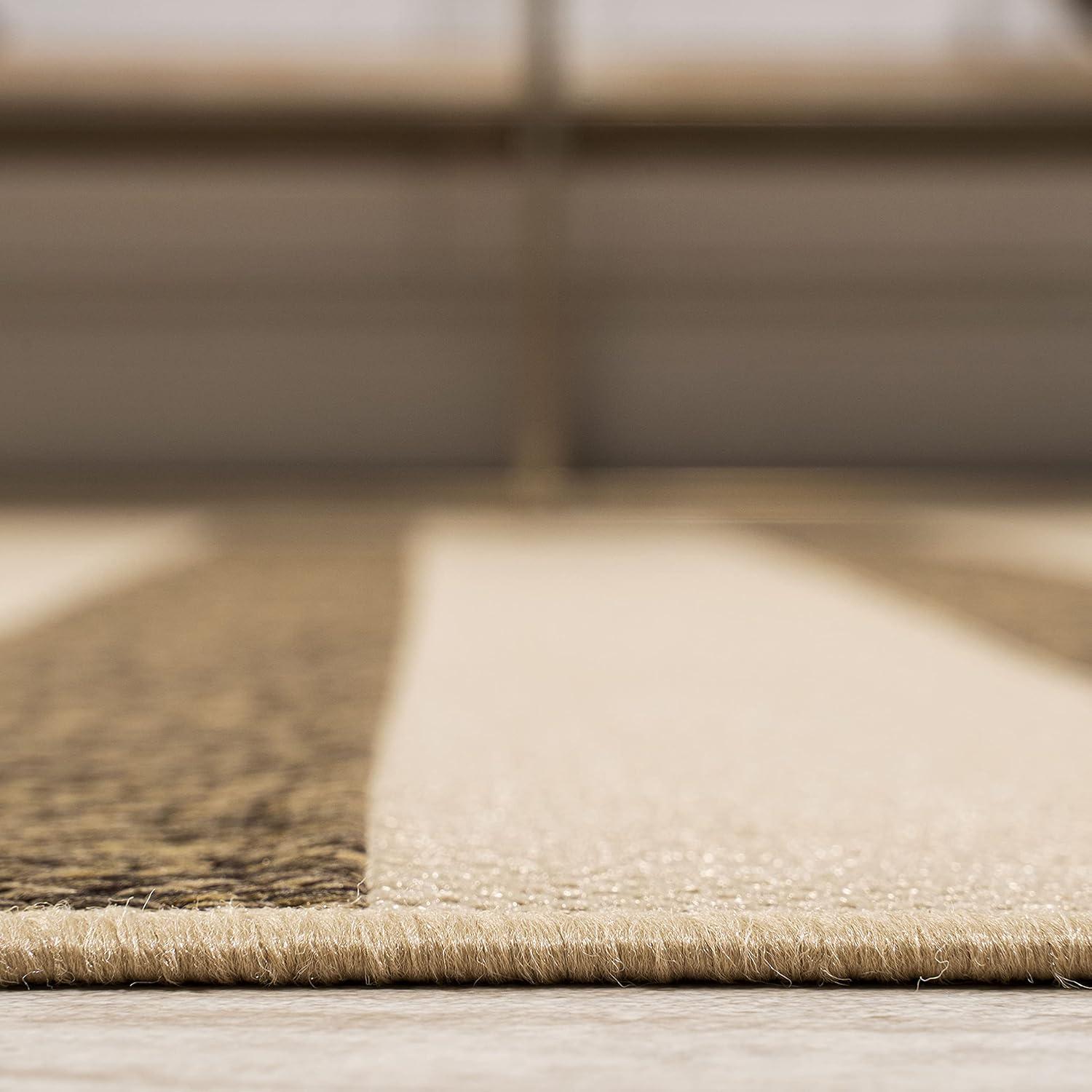 imageJONATHAN Y Wide Stripe Indoor Outdoor Area Rug 3X5 BeigeBrown Aveiro for Backyard Patio Porch EasyCleaning High Traffic PetFriendly NonShedding SMB112A3BeigeBrown