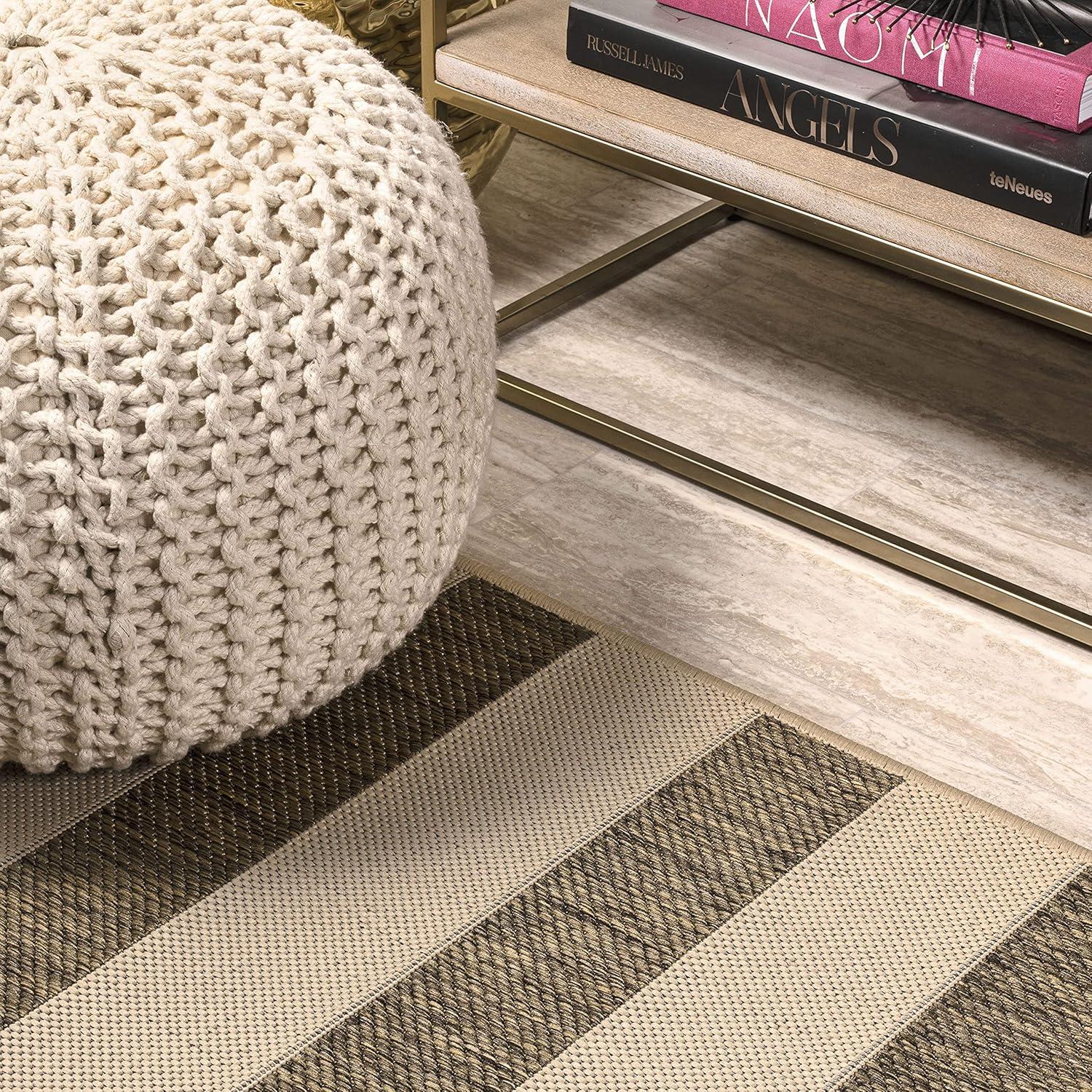 imageJONATHAN Y Wide Stripe Indoor Outdoor Area Rug 3X5 BeigeBrown Aveiro for Backyard Patio Porch EasyCleaning High Traffic PetFriendly NonShedding SMB112A3BeigeBrown