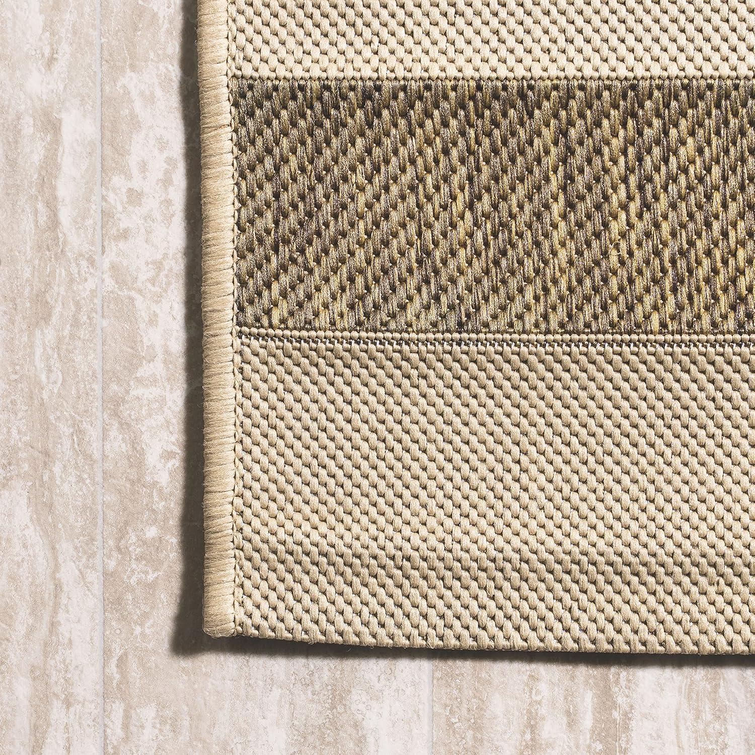 imageJONATHAN Y Wide Stripe Indoor Outdoor Area Rug 3X5 BeigeBrown Aveiro for Backyard Patio Porch EasyCleaning High Traffic PetFriendly NonShedding SMB112A3BeigeBrown