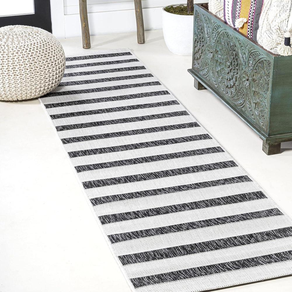 imageJONATHAN Y Wide Stripe Indoor Outdoor Area Rug 3X5 BeigeBrown Aveiro for Backyard Patio Porch EasyCleaning High Traffic PetFriendly NonShedding SMB112A3BlackCream