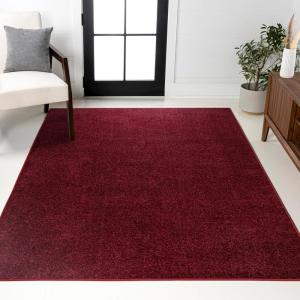 JONATHAN Y Haze Solid Low-Pile Dark Red Indoor Area Rug 3×5, Coastal,Bohemian,Minimalist,Classic, Easy-Cleaning for Living Room,Bedroom,Kitchen,Pet Friendly,Non-Shedding (SEU100Q-3)