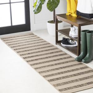 JONATHAN Y Wide Stripe Indoor Outdoor Area Rug 3X5 Beige/Brown, Aveiro for Backyard, Patio, Porch, Easy-Cleaning, High Traffic, Pet-Friendly, Non-Shedding (SMB112A-3)(Beige/Brown)