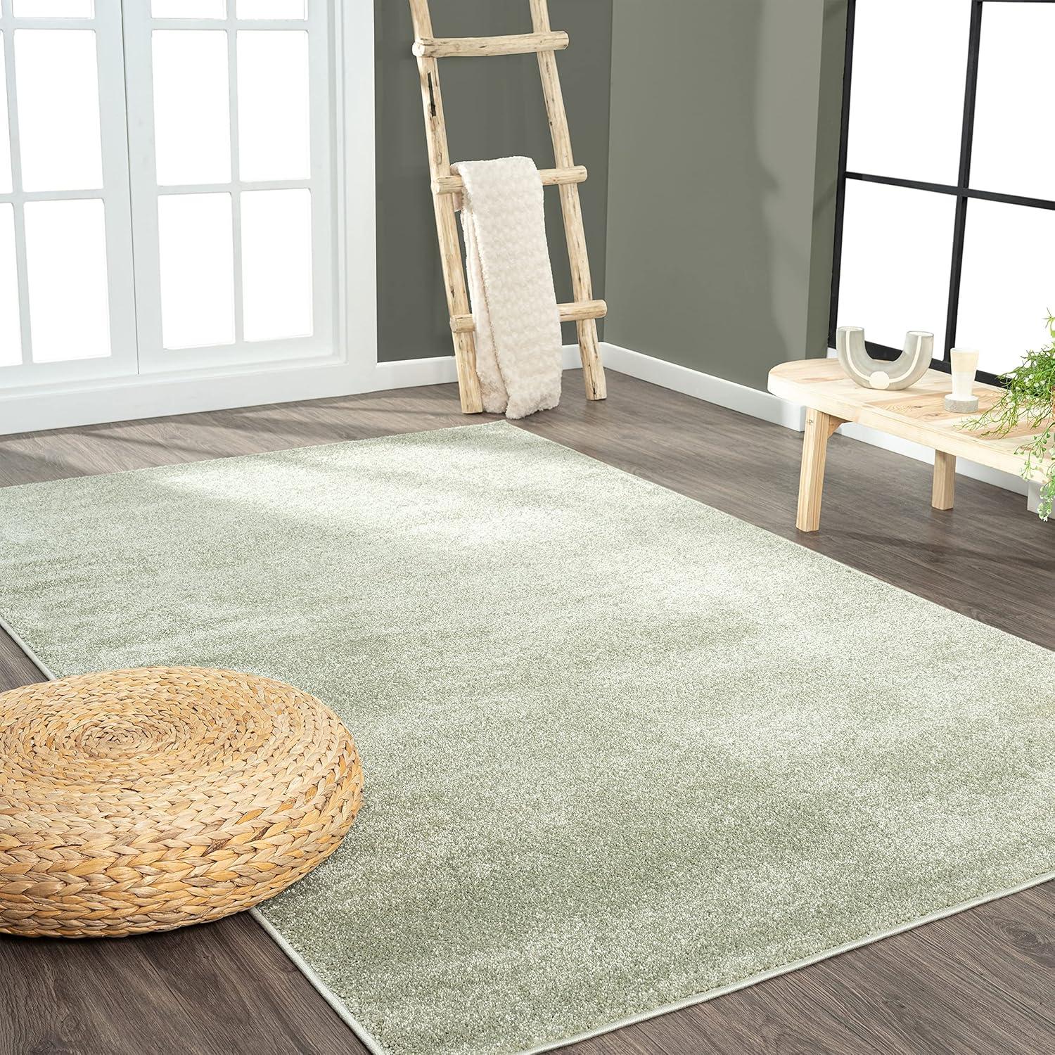 imageJONATHAN Y Haze Solid LowPile Green Indoor Area Rug 3x5 CoastalBohemianMinimalistClassic EasyCleaning for Living RoomBedroomKitchenPet FriendlyNonShedding SEU100O3