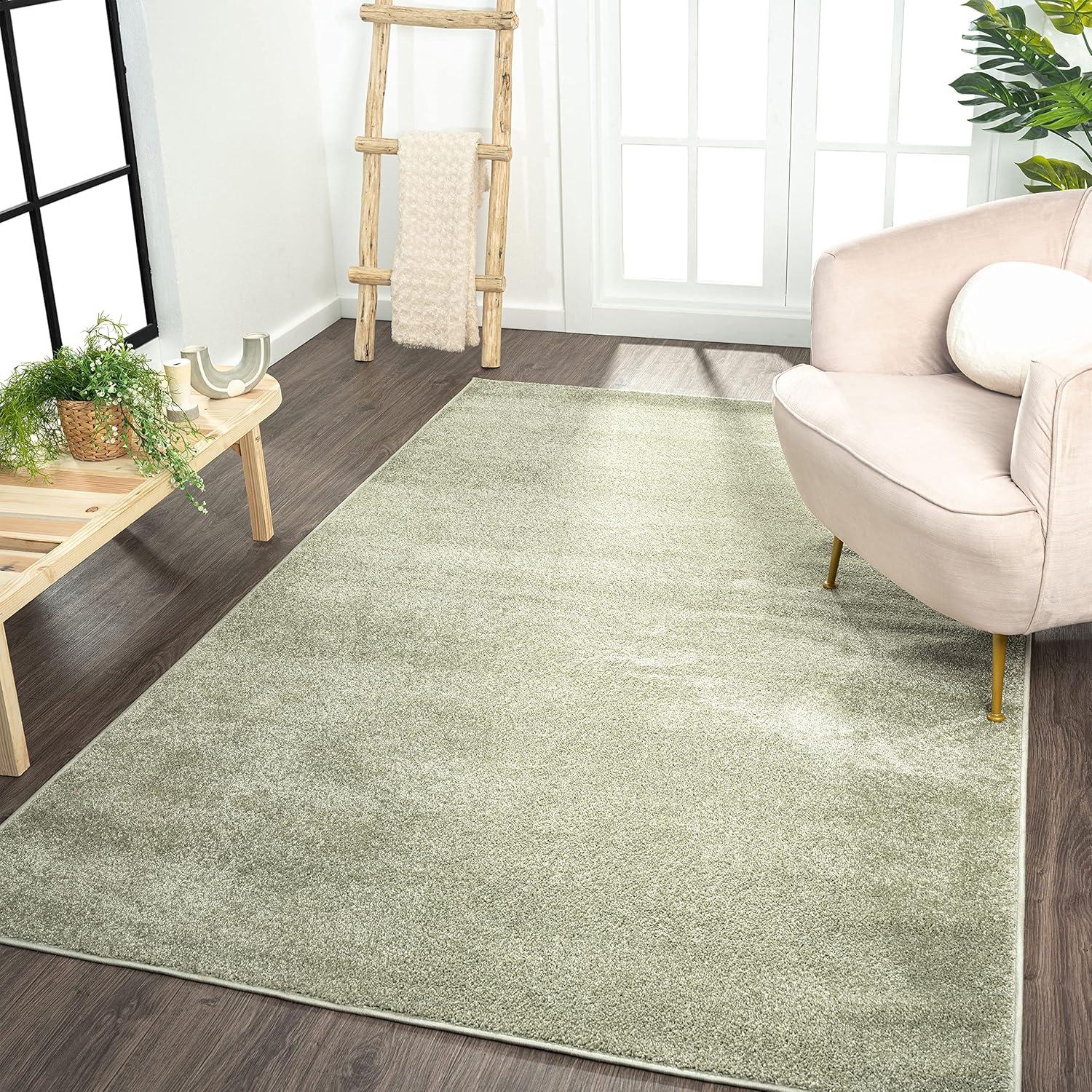 imageJONATHAN Y Haze Solid LowPile Green Indoor Area Rug 3x5 CoastalBohemianMinimalistClassic EasyCleaning for Living RoomBedroomKitchenPet FriendlyNonShedding SEU100O3