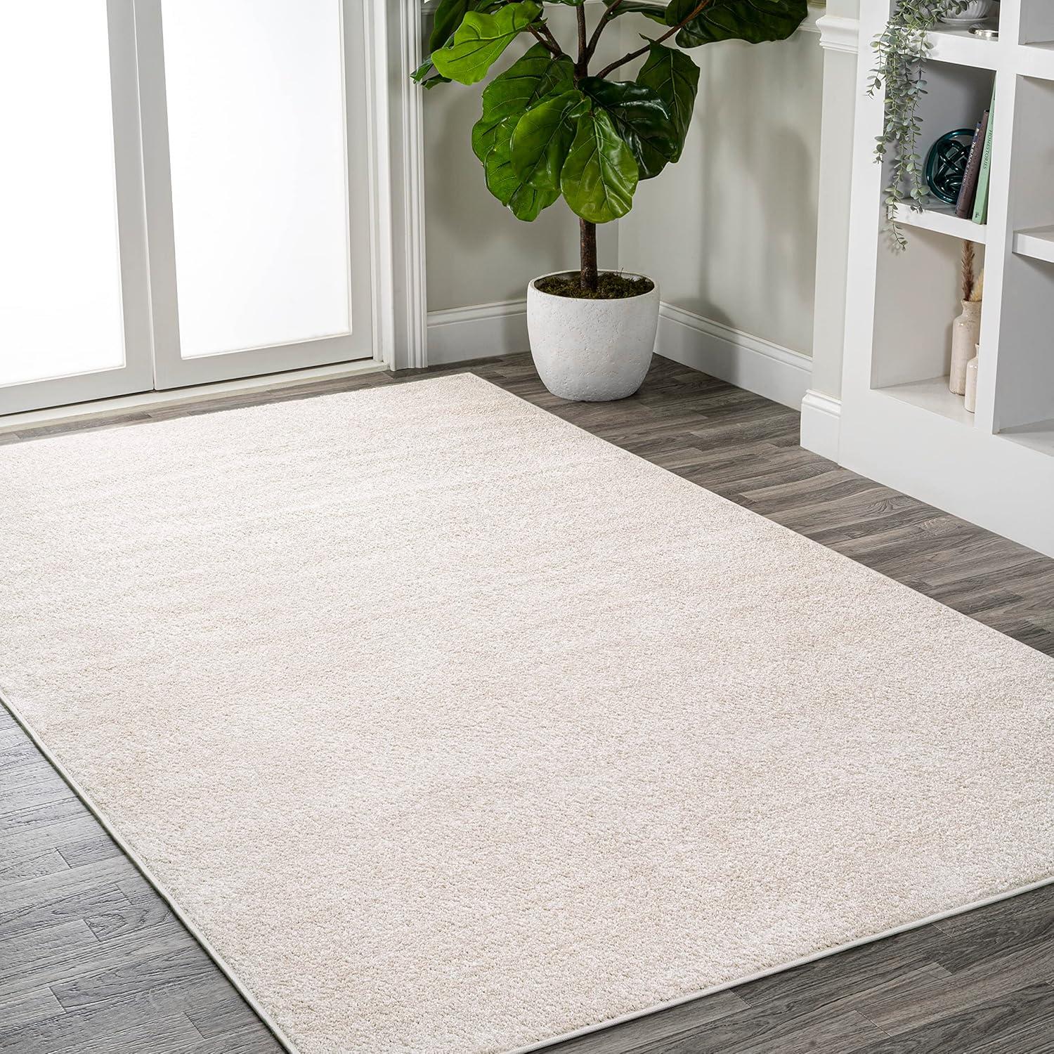 imageJONATHAN Y Haze Solid LowPile Ivory Indoor Area Rug 3x5 CoastalBohemianMinimalistClassic EasyCleaning for Living RoomBedroomKitchenPet FriendlyNonShedding SEU100D3