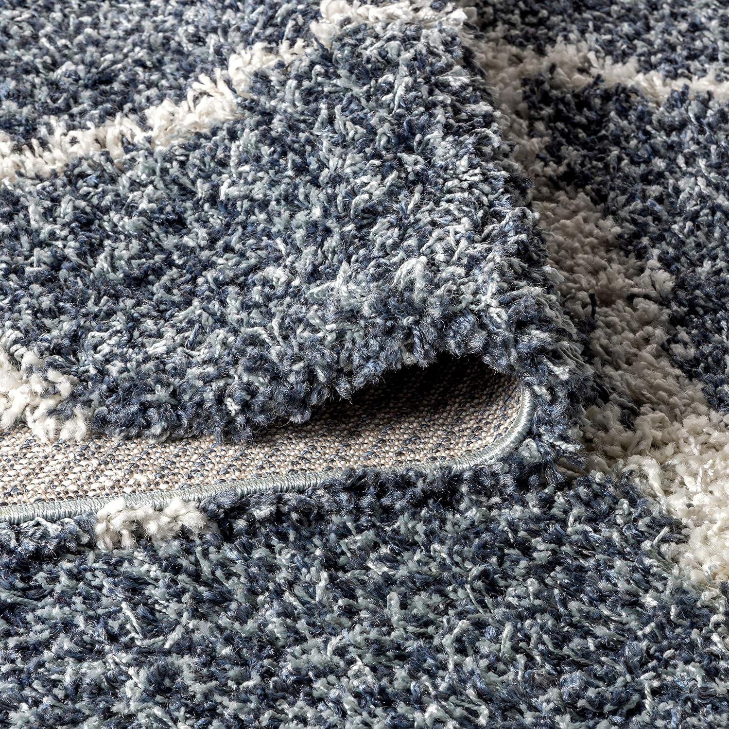 imageJONATHAN Y Mercer Shag Plush Tassel GrayCream Indoor Area Rug 3x5 Moroccan Geometric Trellis Transitional EasyCleaning for Living Room Bedroom Kitchen NonShedding MCR104C3Denim BlueCream