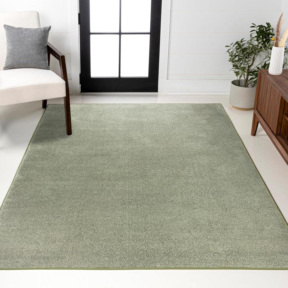 imageJONATHAN Y Haze Solid LowPile Green Indoor Area Rug 3x5 CoastalBohemianMinimalistClassic EasyCleaning for Living RoomBedroomKitchenPet FriendlyNonShedding SEU100O3