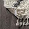 JONATHAN Y Mercer Shag Plush Tassel Diamond Denim Blue/Cream Indoor Area Rug, 3×5, Moroccan, Bohemian, Geometric, Easy-Cleaning for Living Room, Bedroom, Kitchen, Non-Shedding (MCR105A-3)(Cream/Grey)
