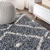 JONATHAN Y Mercer Shag Plush Tassel Diamond Denim Blue/Cream Indoor Area Rug, 3×5, Moroccan, Bohemian, Geometric, Easy-Cleaning for Living Room, Bedroom, Kitchen, Non-Shedding (MCR105A-3)(Denim Blue/Cream)
