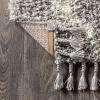 JONATHAN Y Mercer Shag Plush Tassel Gray/Cream Indoor Area Rug, 3×5, Moroccan Geometric Trellis, Transitional, Easy-Cleaning for Living Room, Bedroom, Kitchen, Non-Shedding (MCR104C-3)(Grey/Cream)