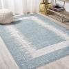 JONATHAN Y Scandi Border Indoor Outdoor Area Rug 3X5 Aqua/Ivory, Minimalist for Backyard, Patio, Porch, Easy-Cleaning, High Traffic, Pet-Friendly, Non-Shedding (SMB118A-3)(3’11” x 6′ (Rectangular))