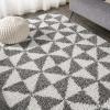 JONATHAN Y Geometric Shag Beige/Dark Gray Indoor Area Rug 3X5 ft, Alcudia for Living Room, Bedroom, Kitchen, Office, Easy-Cleaning, High Traffic, Pet-Friendly, Non-Shedding SHG100A-3(4′ x 6′ (Rectangular))